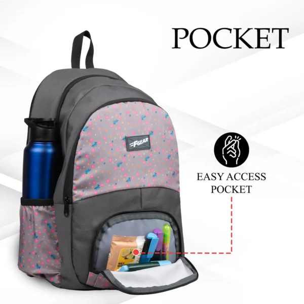 Grey Polyester Backpack – Stylish & Lightweight - Image 3