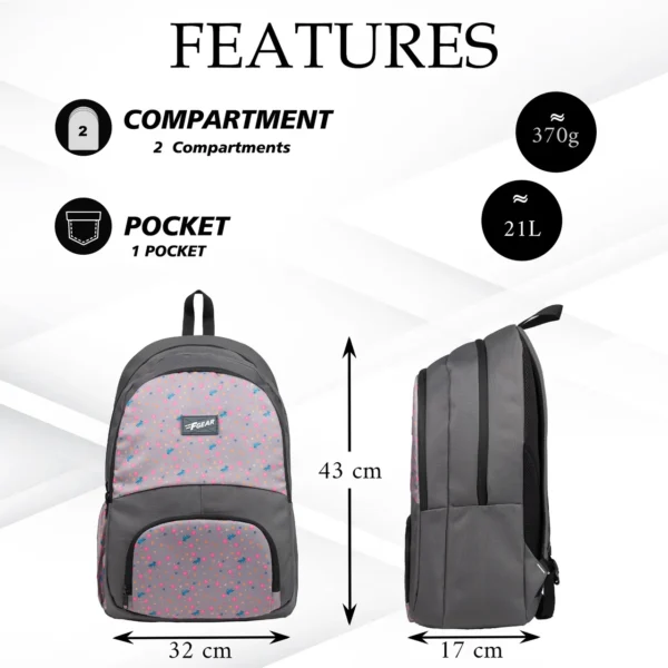 Grey Polyester Backpack – Stylish & Lightweight - Image 4