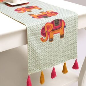 BLANC9 Green & Yellow Pure Cotton Table Runner