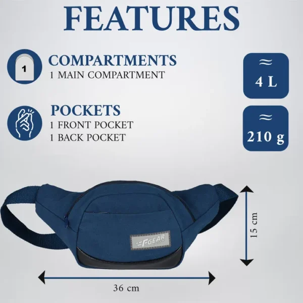 Unisex Navy Blue Canvas 4L Crossbody Bag – Durable, Compact & Organized Everyday Companion - Image 3