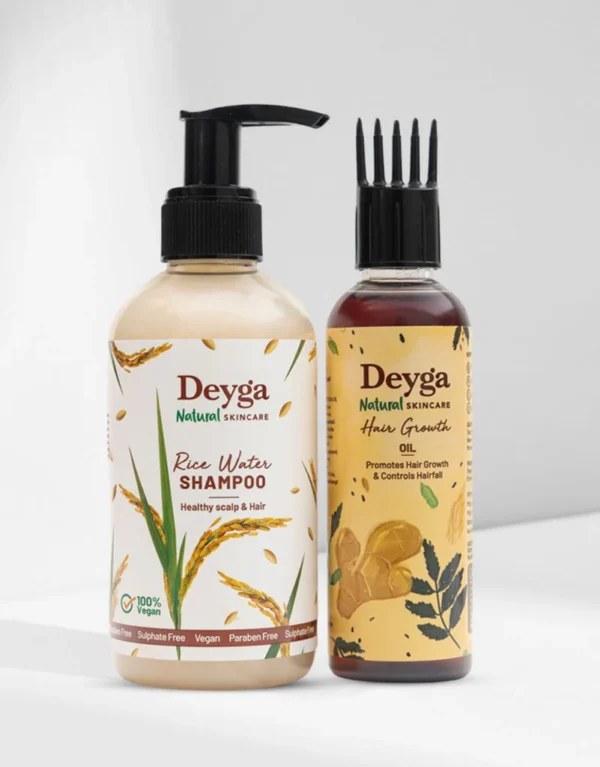 Deyga Hair Care Duo – Rice Water Shampoo & Hair Growth Oil for Stronger, Healthier Hair | Natural, Vegan & Sulphate-Free