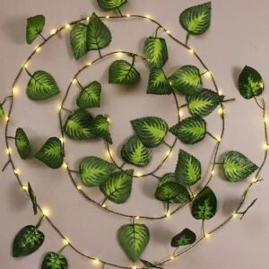 Money plant string light with warm LED glow.