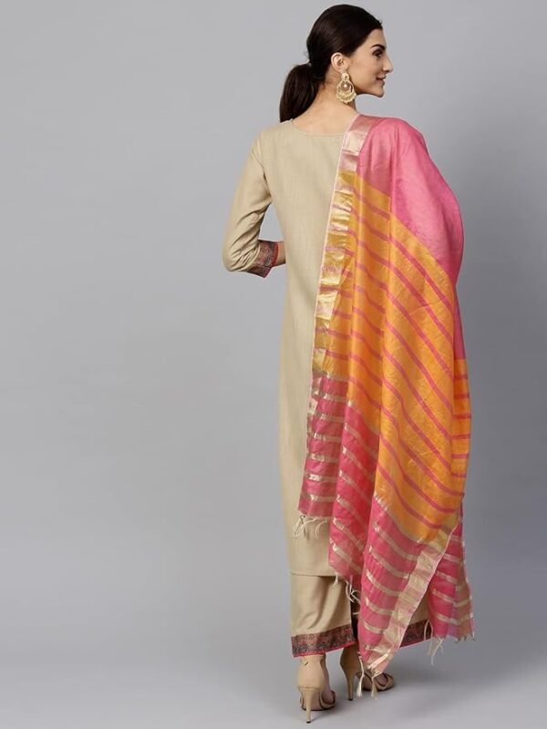 NestShobha Premium Women’s Pure Cotton Straight Kurta Palazzo With Dupatta Set - Image 2