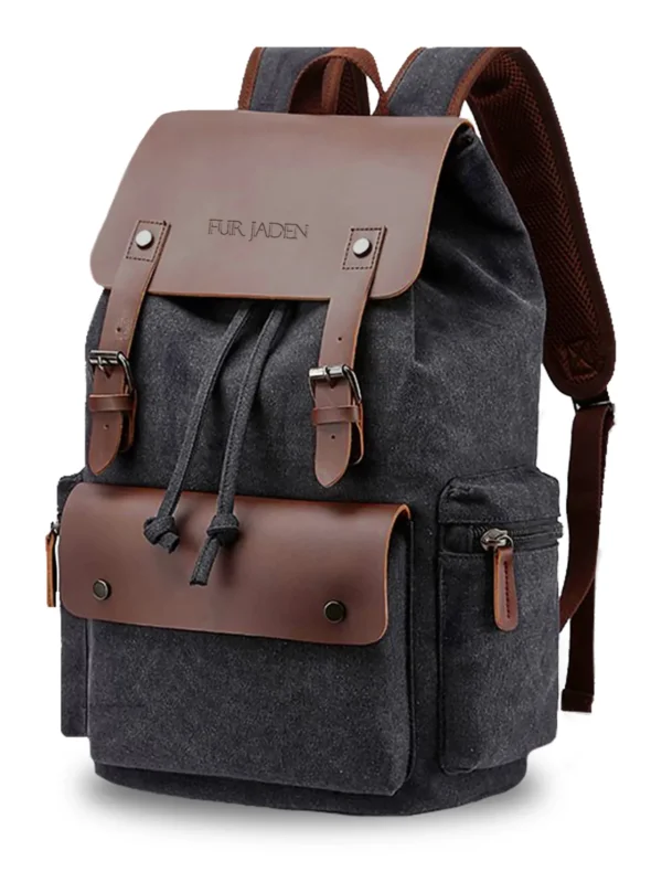 Fur Jaden EcoBlend 22 L Canvas & Vegan Leather Laptop Bag – Black