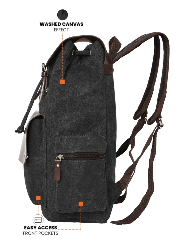 Fur Jaden EcoBlend 22 L Canvas & Vegan Leather Laptop Bag – Black - Image 4