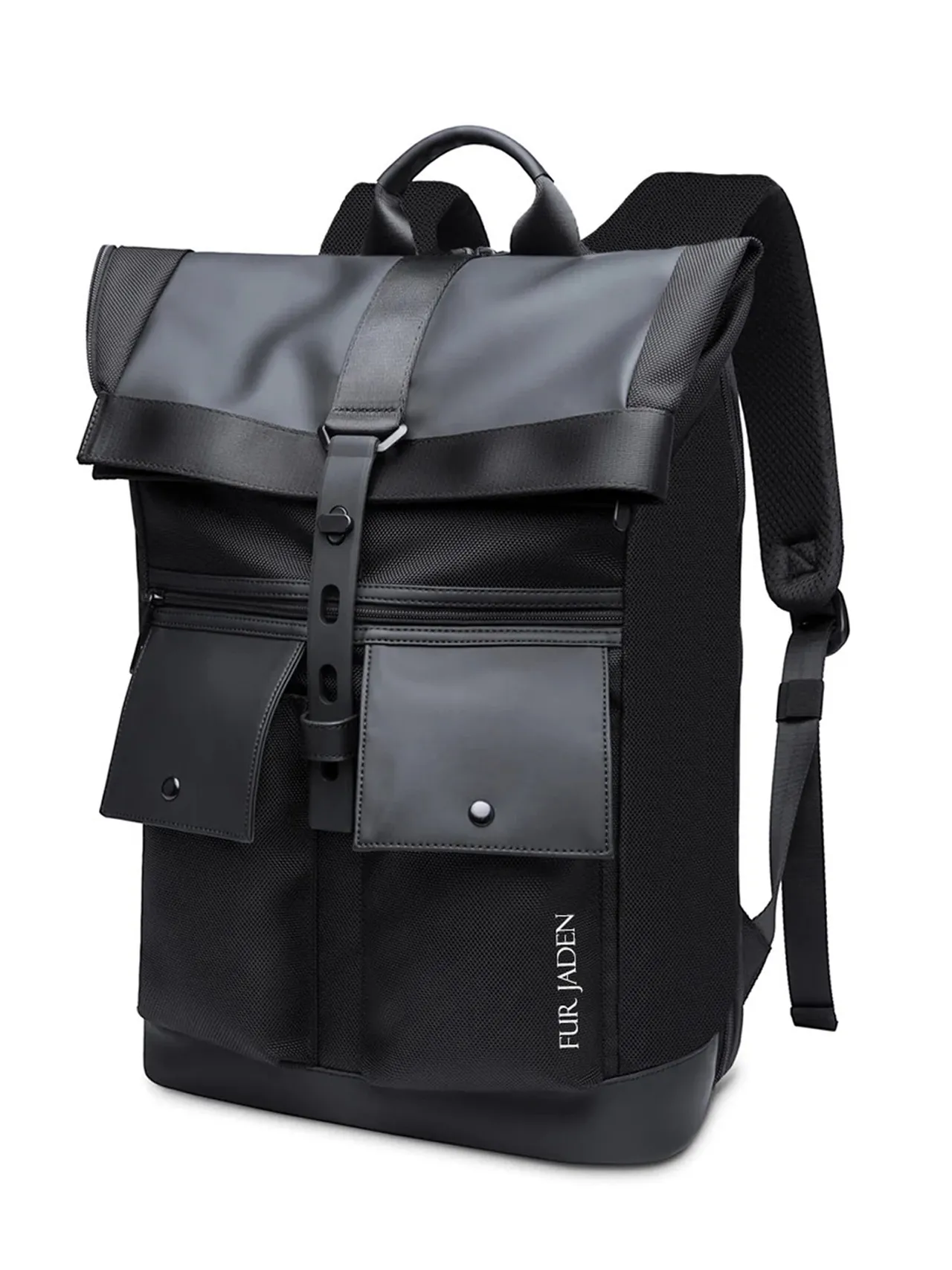 Fur Jaden Luxe 20 L PU Vegan Leather Laptop Bag for 15.6-inch Laptops – Premium Unisex Black Shoulder Bag