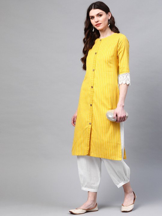 Laado Women White Solid Pure Cotton Cropped Afghan Salwar - Image 2