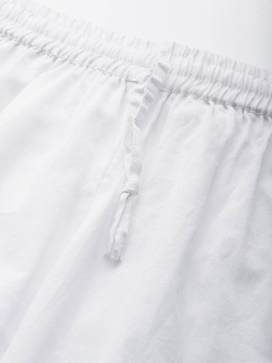 Laado Women White Solid Pure Cotton Cropped Afghan Salwar - Image 7