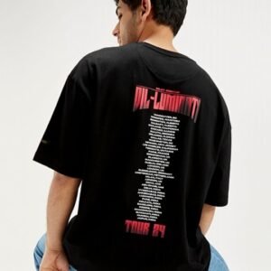 Levi’s Unisex Black & Red Graphic Printed Oversized Cotton T-Shirt