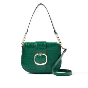 Women’s Faux Leather Buckle Saddle Sling Bag