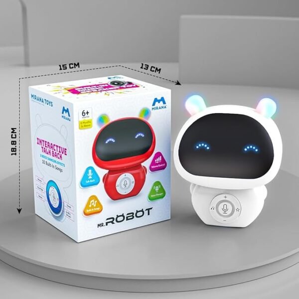 Mirana Mr. Robot | Smart Interactive Talkback Toy for Kids | USB Type-C Rechargeable | In-Built Music | Fun Voice Changer (White) - Image 5