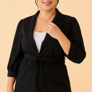 Black Plus Size Notched Lapel Blazer