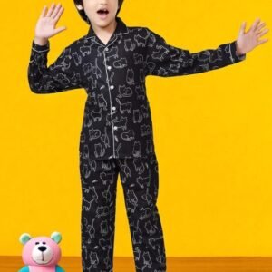 🖤 Black Cotton Blend Printed Night Suit – NestShobha