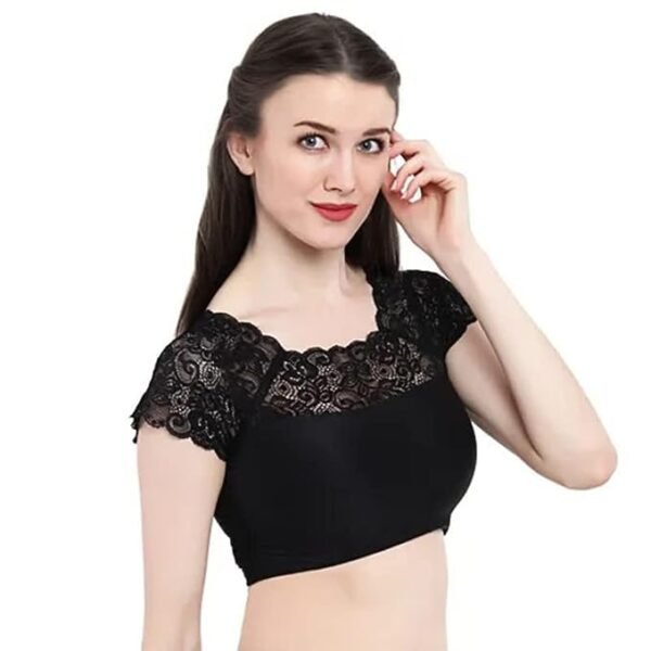 KARL FOERSTER Short Sleeve Readymade Lace Net Blouse – Black size 34