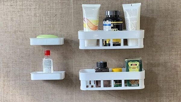 petrickenterprise Self-Adhesive Bathroom & Kitchen Shelf Set – 4 Pcs