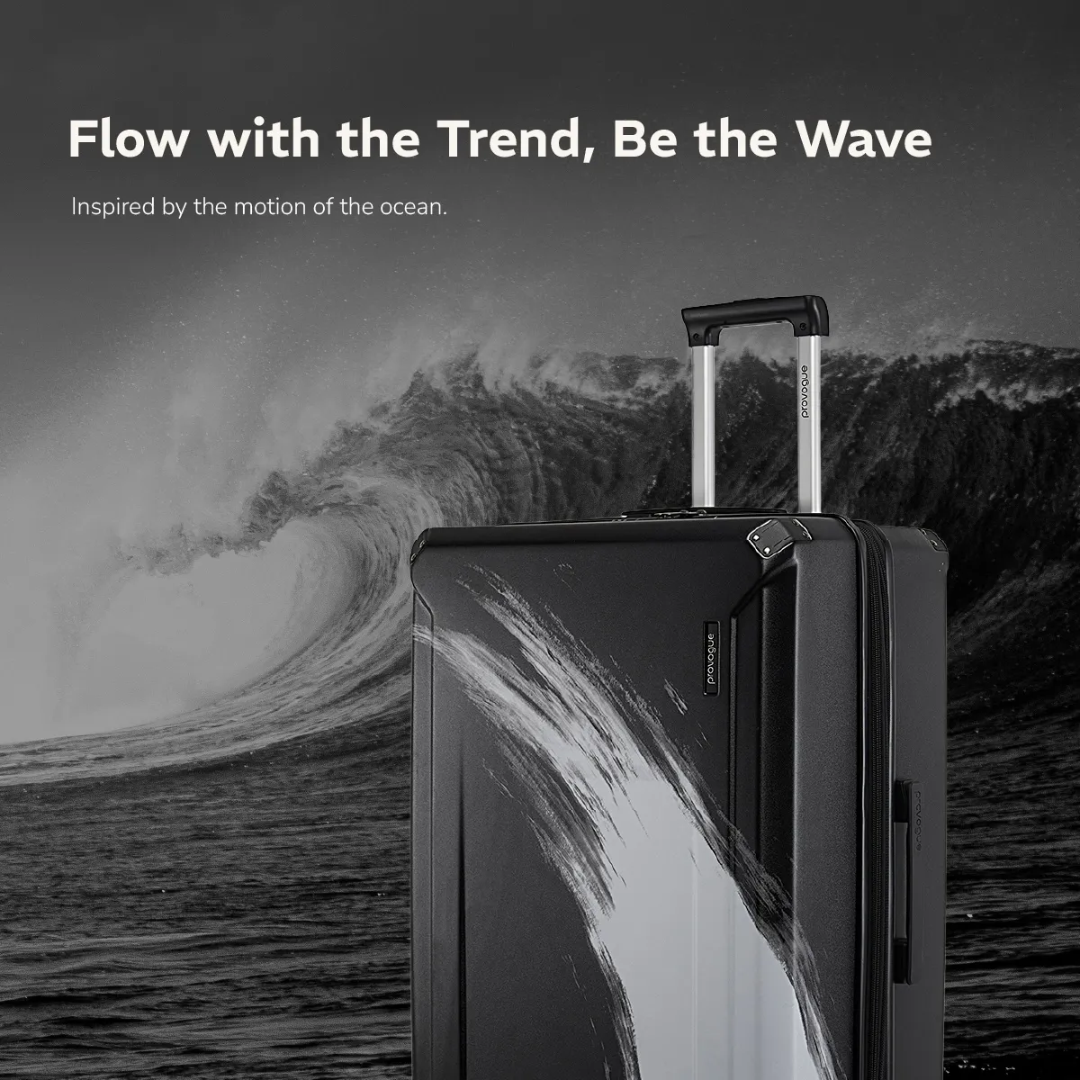 Provogue Wave Midnight Black 65cm Hard-Sided Polycarbonate Medium Luggage - Image 2