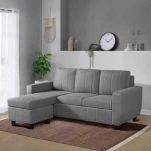 Sleepyhead Bae Premium 4-Seater Interchangeable L-Shape Sofa Set (LHS/RHS) – Fabric Upholstery, Oyster Grey