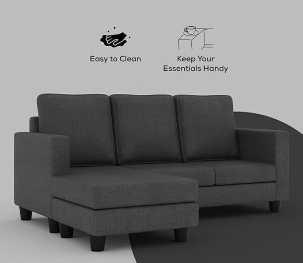 NestShobha Mubeley Premium Fabric 4-Seater Sofa Set for Living Room – Grey, Compact & Stylish, DIY Assembly - Image 5