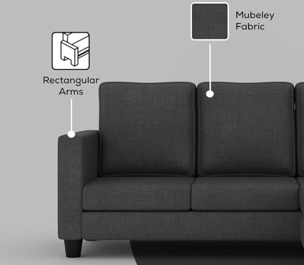 NestShobha Mubeley Premium Fabric 4-Seater Sofa Set for Living Room – Grey, Compact & Stylish, DIY Assembly - Image 4