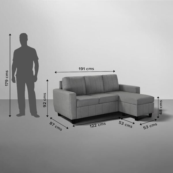 Sleepyhead Bae Premium 4-Seater Interchangeable L-Shape Sofa Set (LHS/RHS) – Fabric Upholstery, Oyster Grey - Image 4