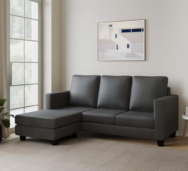 NestShobha Mubeley Premium Fabric 4-Seater Sofa Set for Living Room – Grey, Compact & Stylish, DIY Assembly - Image 2