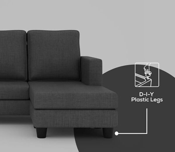 NestShobha Mubeley Premium Fabric 4-Seater Sofa Set for Living Room – Grey, Compact & Stylish, DIY Assembly - Image 6