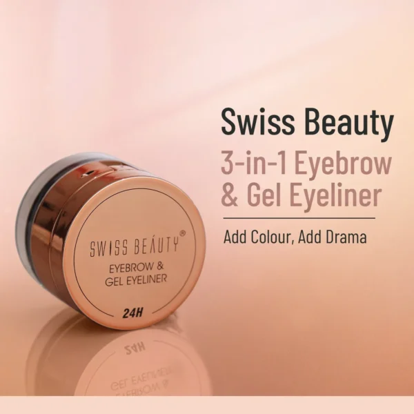 Swiss Beauty Premium 3-in-1 Gel Eyeliner, Eyebrow Filler & Kajal - Black (7g) - Image 2