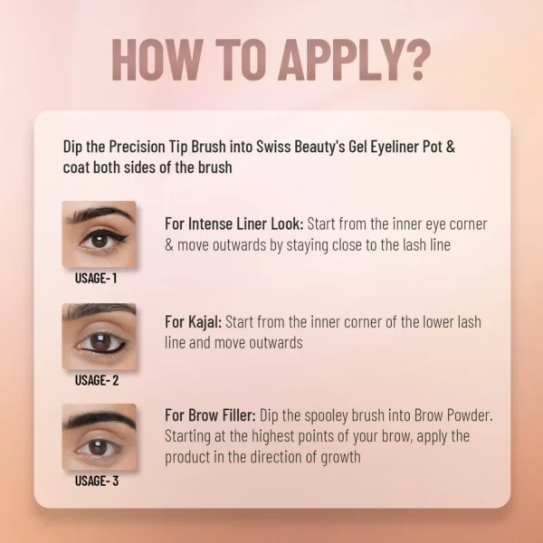 Swiss Beauty Premium 3-in-1 Gel Eyeliner, Eyebrow Filler & Kajal - Black (7g) - Image 4