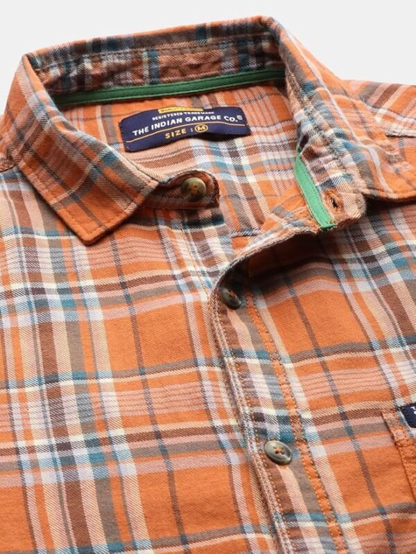 NestShobha Men’s Cotton Slim Fit Checkered Full Sleeves Cutaway Collar Casual Shirt - Image 3