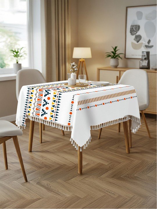 URBAN SPACE Geometric Printed Pure Cotton Square Table Cover - Image 2
