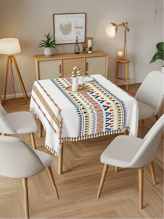 URBAN SPACE Geometric Printed Pure Cotton Square Table Cover