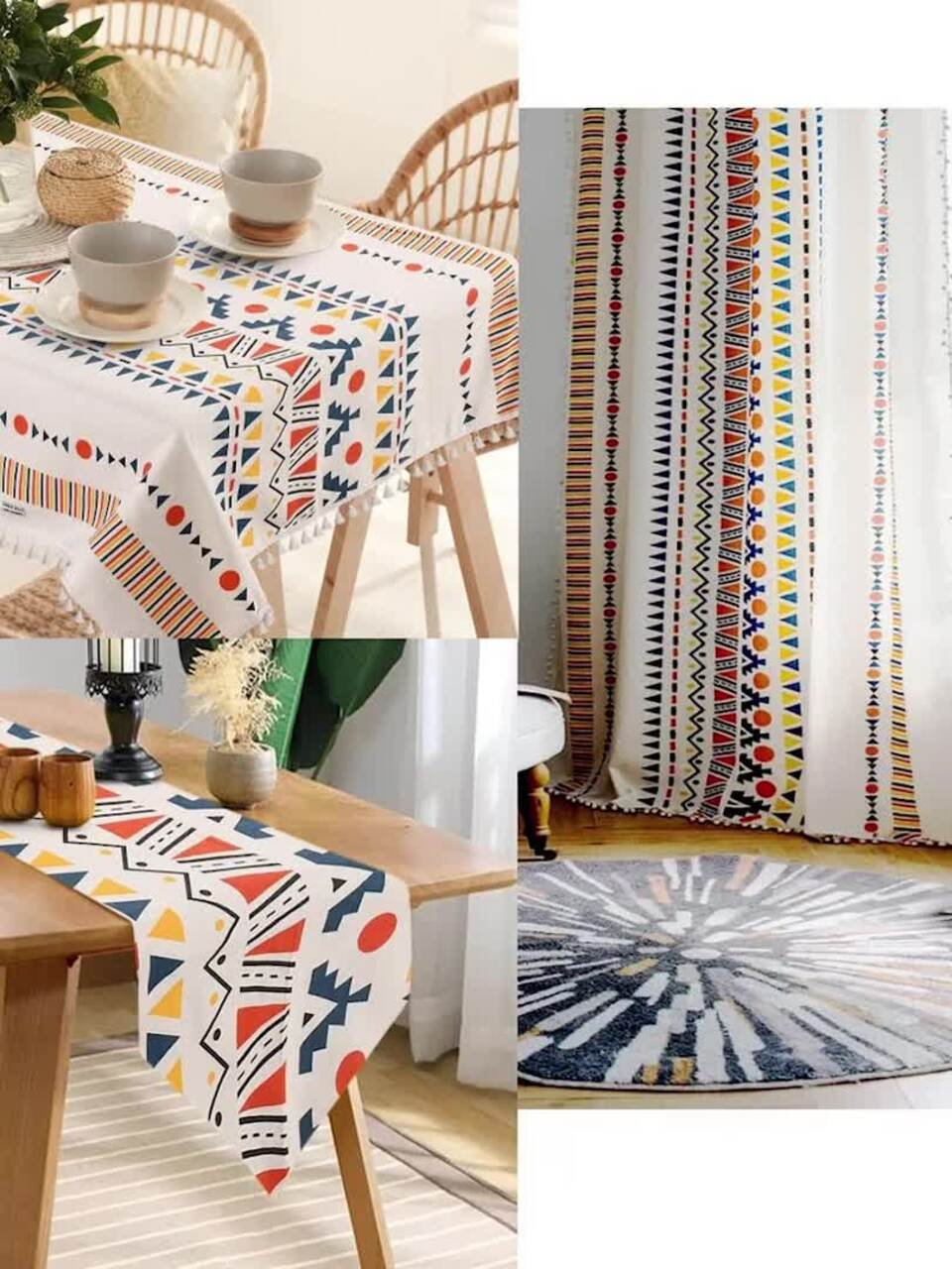 URBAN SPACE Geometric Printed Pure Cotton Square Table Cover - Image 5
