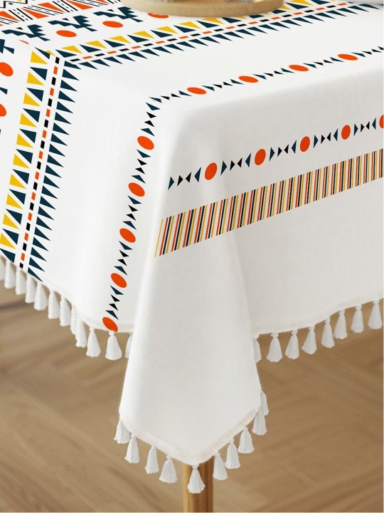 URBAN SPACE Geometric Printed Pure Cotton Square Table Cover - Image 4