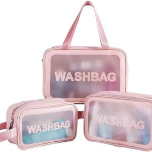 Set of 3 Clear Waterproof Makeup & Travel Organizer Bags