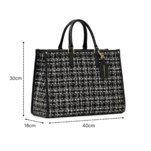 Miraggio Women's Denice Premium Tweed & Faux Leather Tote Bag