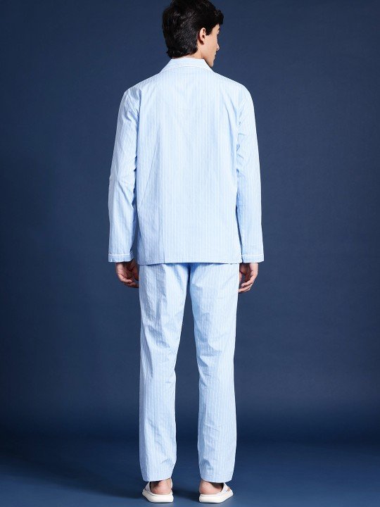 NestShobha | Hancock Men’s Striped Pure Cotton Night Suit - Image 3