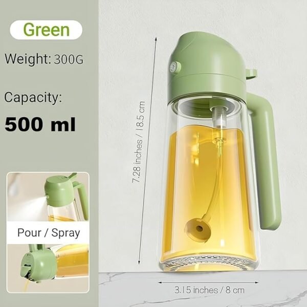 SHREIT 2-in-1 Glass Oil Sprayer & Dispenser – Green - Image 5