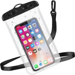 Transparent & Black Waterproof Mobile Pouch – 15x5x2 cm