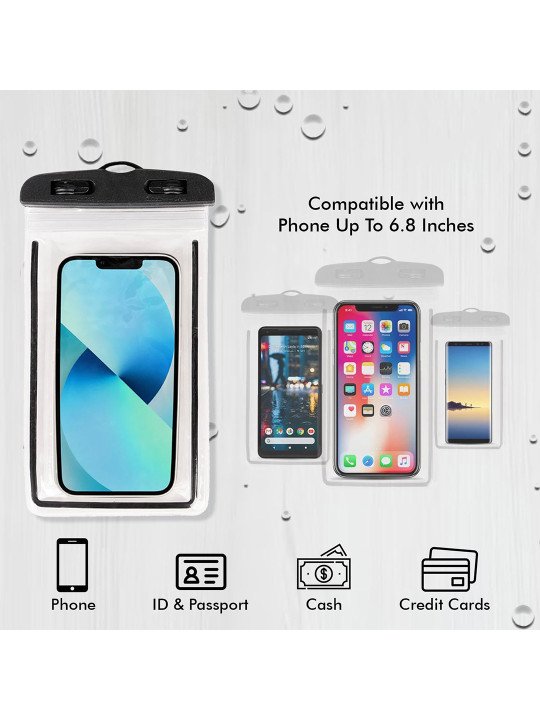 Transparent & Black Waterproof Mobile Pouch – 15x5x2 cm - Image 2