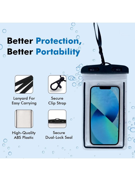 Transparent & Black Waterproof Mobile Pouch – 15x5x2 cm - Image 3