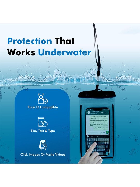 Transparent & Black Waterproof Mobile Pouch – 15x5x2 cm - Image 4