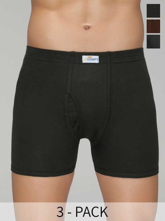 Amul Comfy Men’s 100% Cotton Assorted Trunks – Pack of 3 (XXL)