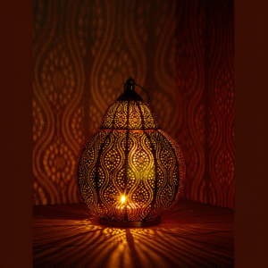 Fabindia Golden Manjul Round Metal Table Lantern