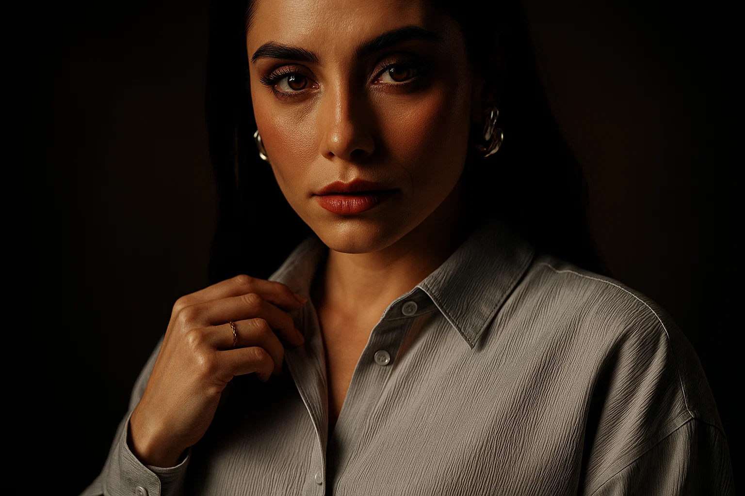 Architectural shoulder bag with geometric shapes and premium textured leather construction