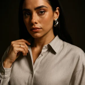 UrbanEase White Textured Drop-Shoulder Casual Shirt