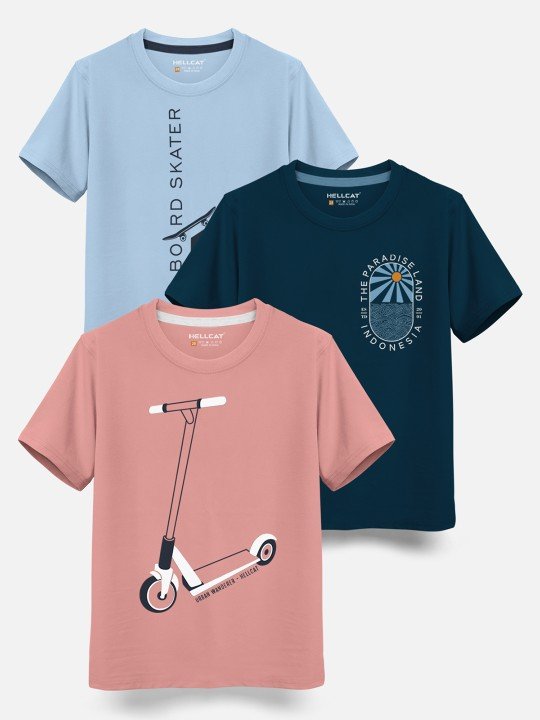 Boys Cotton Printed T-Shirts Pack of 3