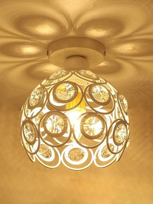 Homesake White Metal DualRing Crystal Ceiling Light - Image 6
