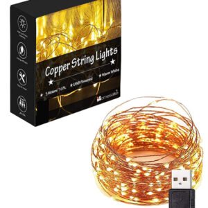 Yellow 50-LED Waterproof String Lights