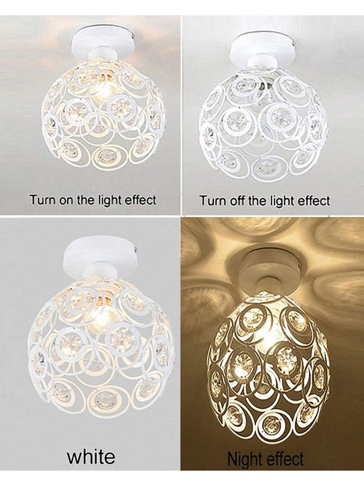 Homesake White Metal DualRing Crystal Ceiling Light - Image 4