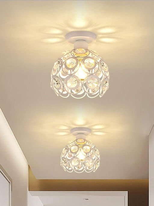Homesake White Metal DualRing Crystal Ceiling Light - Image 3